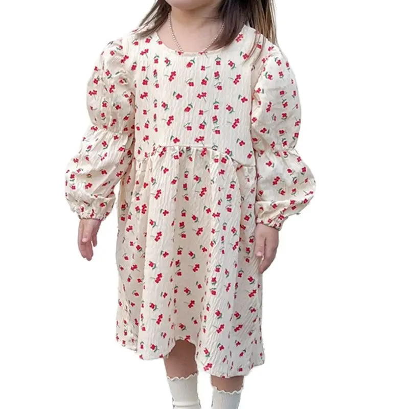 

2022 New Spring Long Sleeve Floral Dress Korean Style Casual Dress For Girl Baby Kid Clothes Children Dress