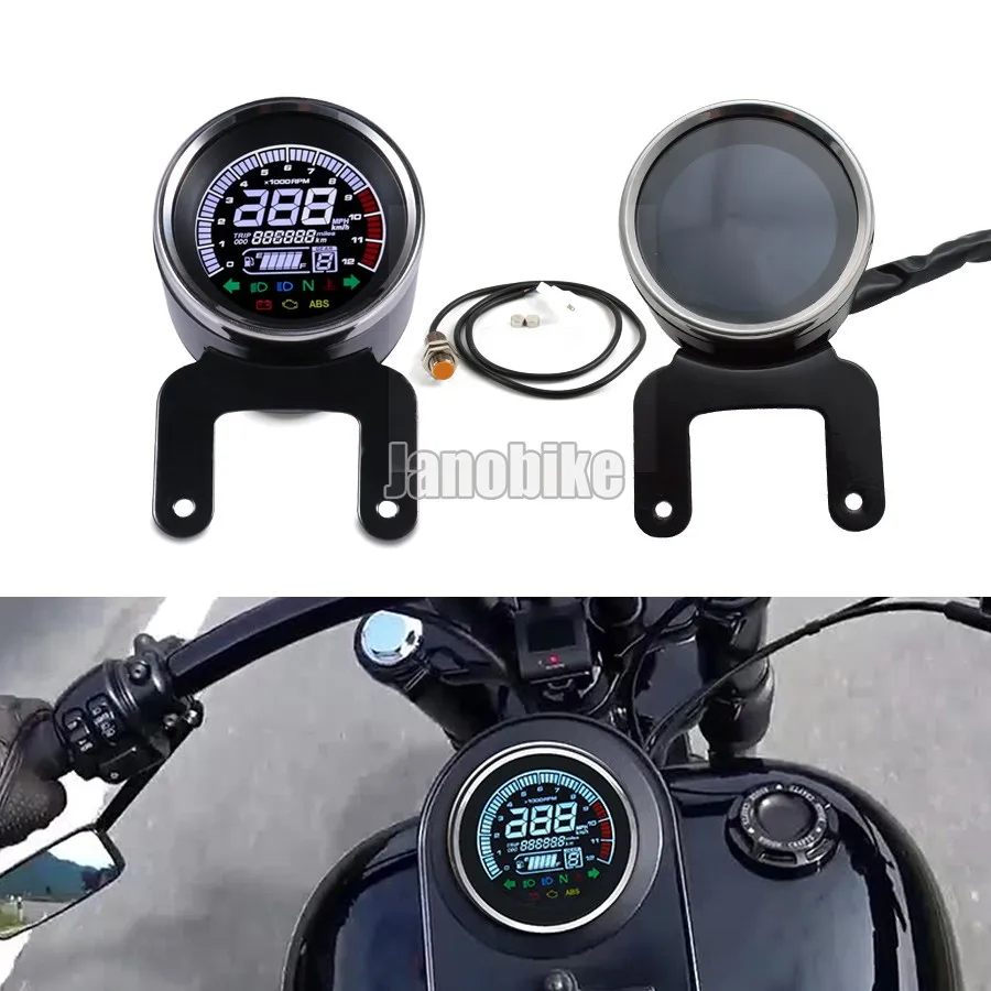 

Motorcycle 12V LCD MLED Digital Odometer Speedometer Tachometer Temperature Fuel Meter Motorcycle Level Gauge For Harley Yamaha