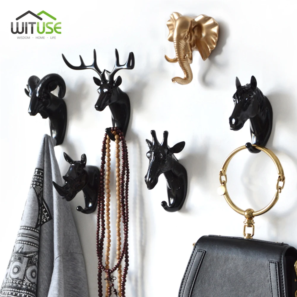 

Wall Hanging Hook Vintage Animal Head Antlers for Hanging Clothes Hat Scarf Key Deer Goat Horns Hanger Rack Wall Decoration