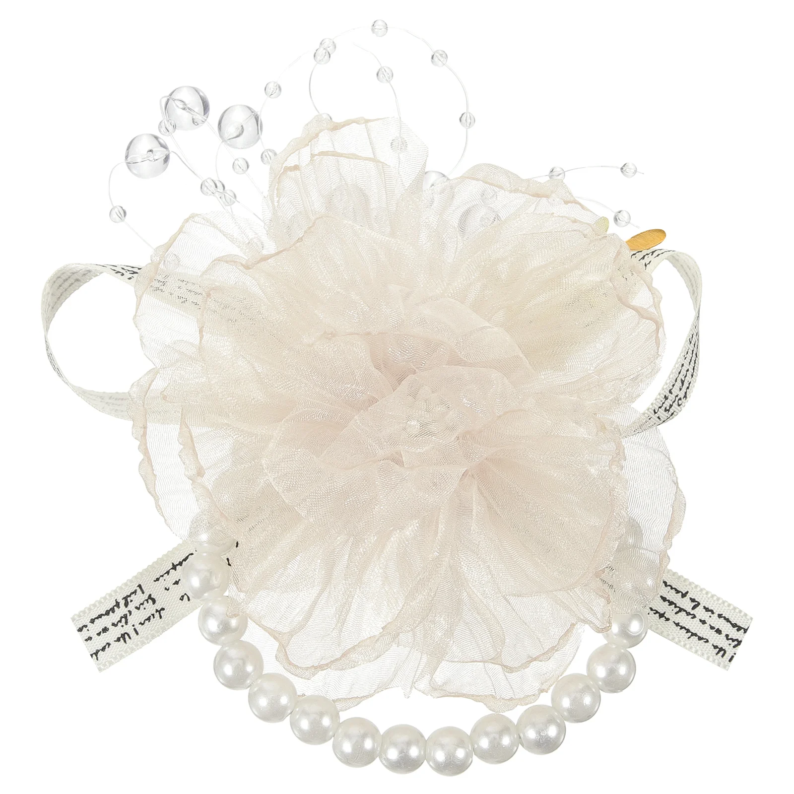 

Floral Wristband Flower Decor Wedding Bridal Spun Yarn Corsage Prom Pearl Bride Simulation