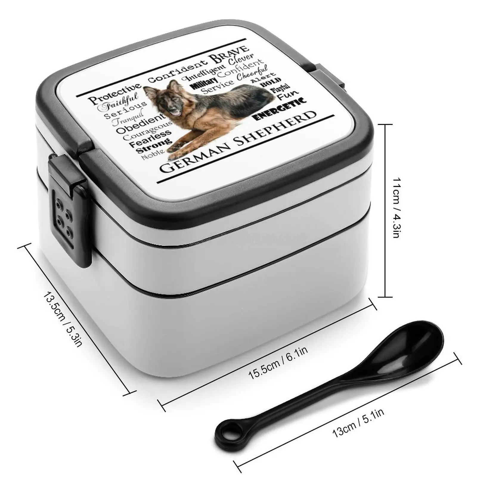 Двойная коробка бэнто немецкой овчарки портативный контейнер из полипропилена