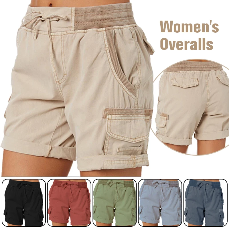 Military Green Cargo Pants Shorts Women's Soft Comfortable Casual Cotton Shorts Summer Bottoms Jeans Shorts Sports Cargo Pants