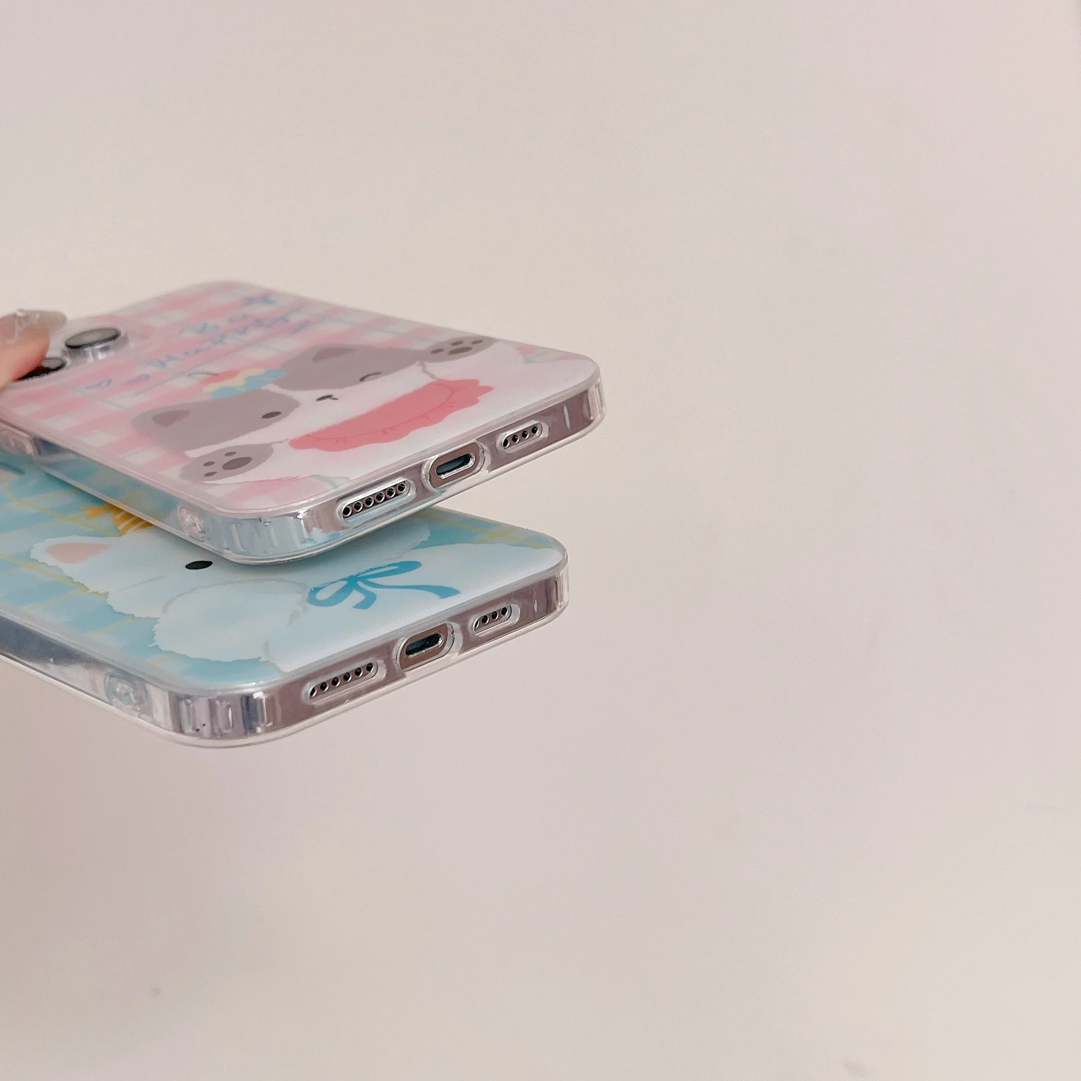 Чехол для телефона в клетку с милым щенком и котенком IPhone 16 16pro 16promax 15 15pro 15promax 14 14pro