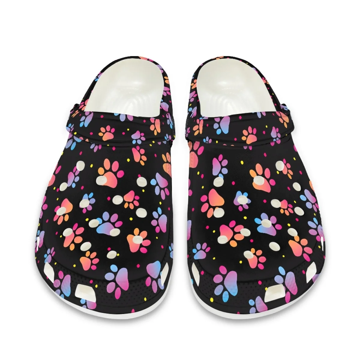 

Summer New Gradient Colors Cat Footprints Prints Women Hole Sandals Outdoor Beach Travel Breathable Fashion Girls Boys Slippers