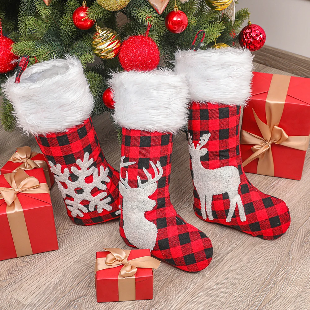 

Детский Подарочный пакет, рождественские украшения, носки с Санта-Клаусом, подвеска на рождественскую елку, рождественские носки, декорати...