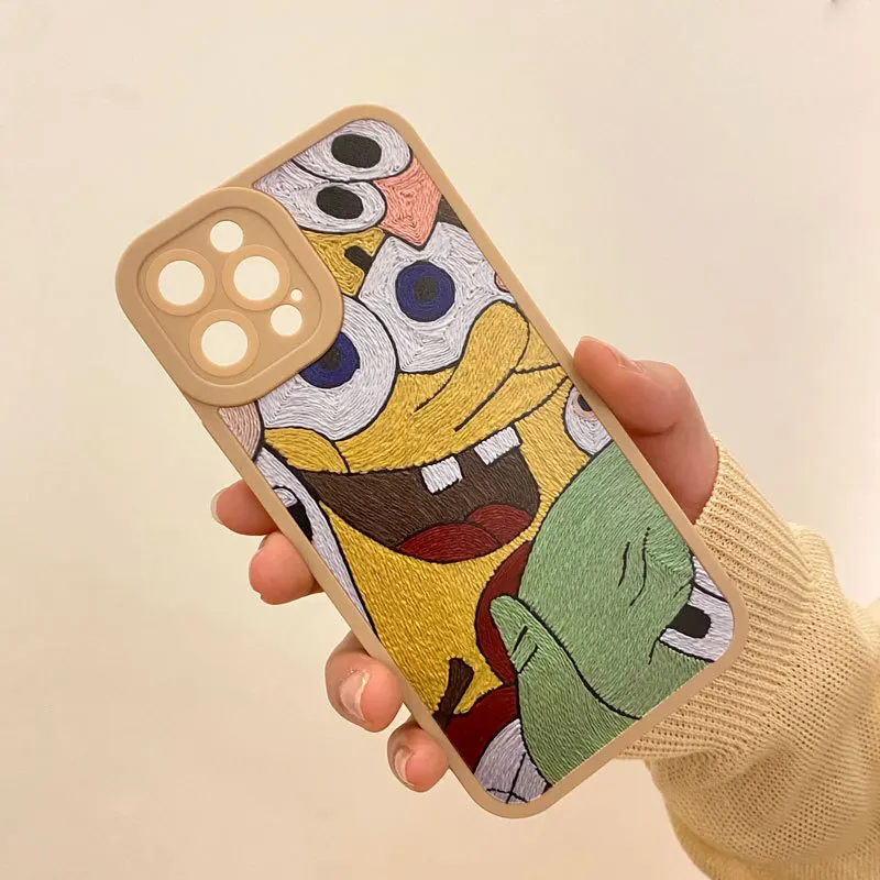 

Милый чехол с рисунком губки боба для iphone 11/12/13pro Max, Мягкий защитный чехол с рисунком