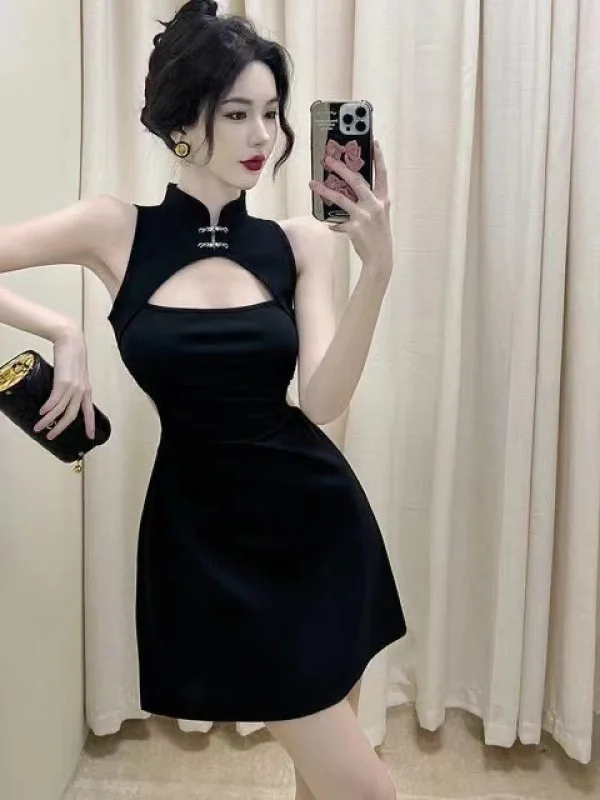 Платье-Ципао женское ТРАПЕЦИЕВИДНОЕ мягкое свободное приталенное платье с