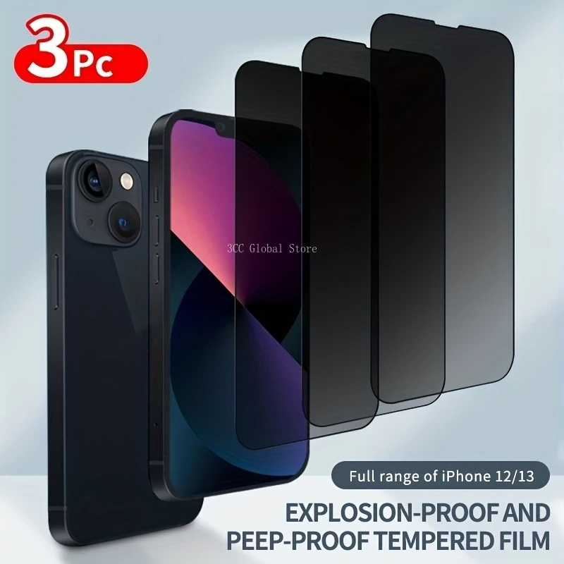 

3Pcs Privacy Screen Protector For IPhone 13 11 Pro Max 7 8Plus Tempered Glass For IPhone 14 12 Pro Max 15 Plus XR XS Max Glass