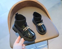 fashion metal chain autumn chelsea socks boots kids boots for girl 2022 girls boot shoes child girl ankle black rubber boots