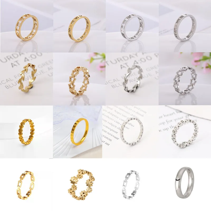 

Fashion Stainless Steel Rings for Women Gold Color Simple Index Finger Tail Ring Temperament Heart-shaped Pentagram Jewelry