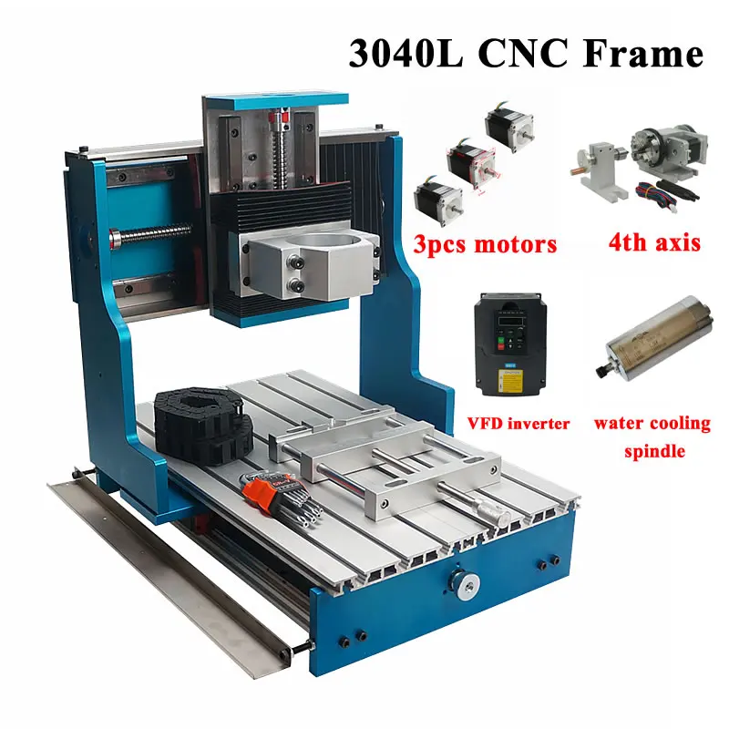 New Linear Guideway CNC Frame 3040L 4axis for Diy 3040 Enraving Milling Machine Router Lathe with Inverter Spindle and Motors