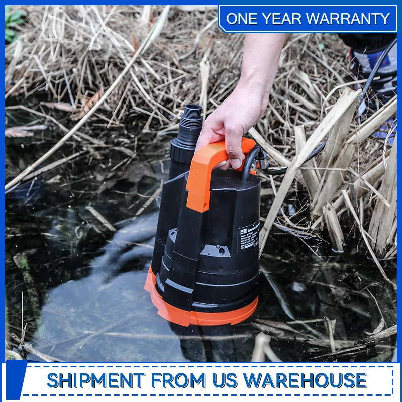 1HP 3430GPH Портативный бытовой погружной дренажный насос для бассейна и подвала