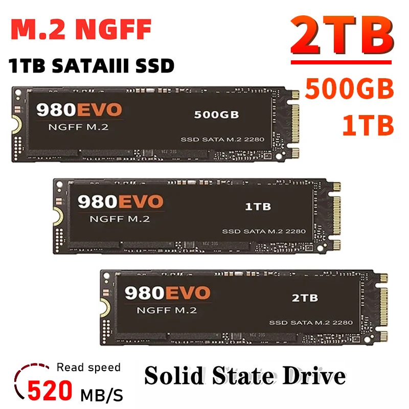 

SSD-накопитель 980 дюйма, 520 Мб/с, скорость чтения EVO Plus M2 1 ГБ, Внутренний твердотельный накопитель, hdd, жесткий диск для ноутбука, sata, HD, оригинал