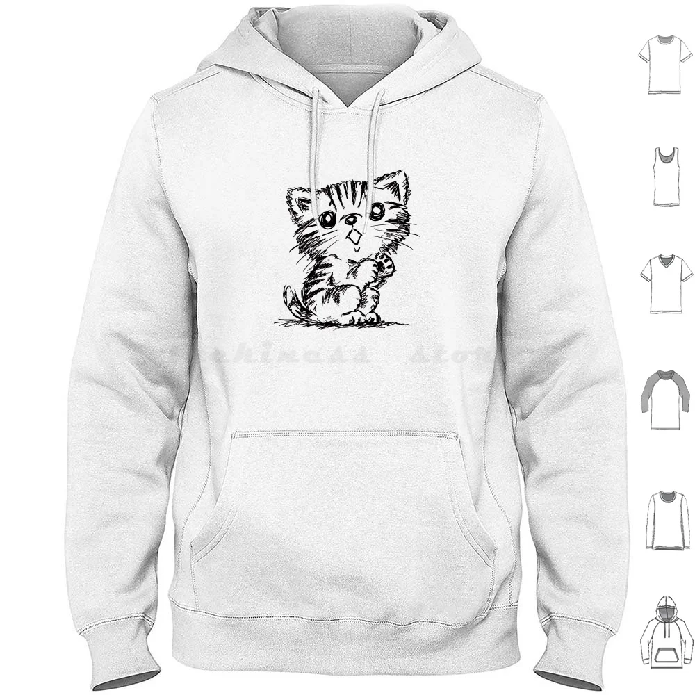 

Black And White Sketch Of An American Shorthair Hoodie cotton Long Sleeve American Shorthair Cats Kitten Kitty Pets Animals