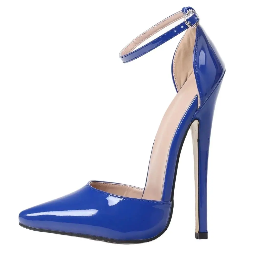 Women 18CM Super High Heel Pumps Ankle Strap Pointed toe Stiletto Heels Sexy Ladies 2022 Summer Party Nightclub Shoes