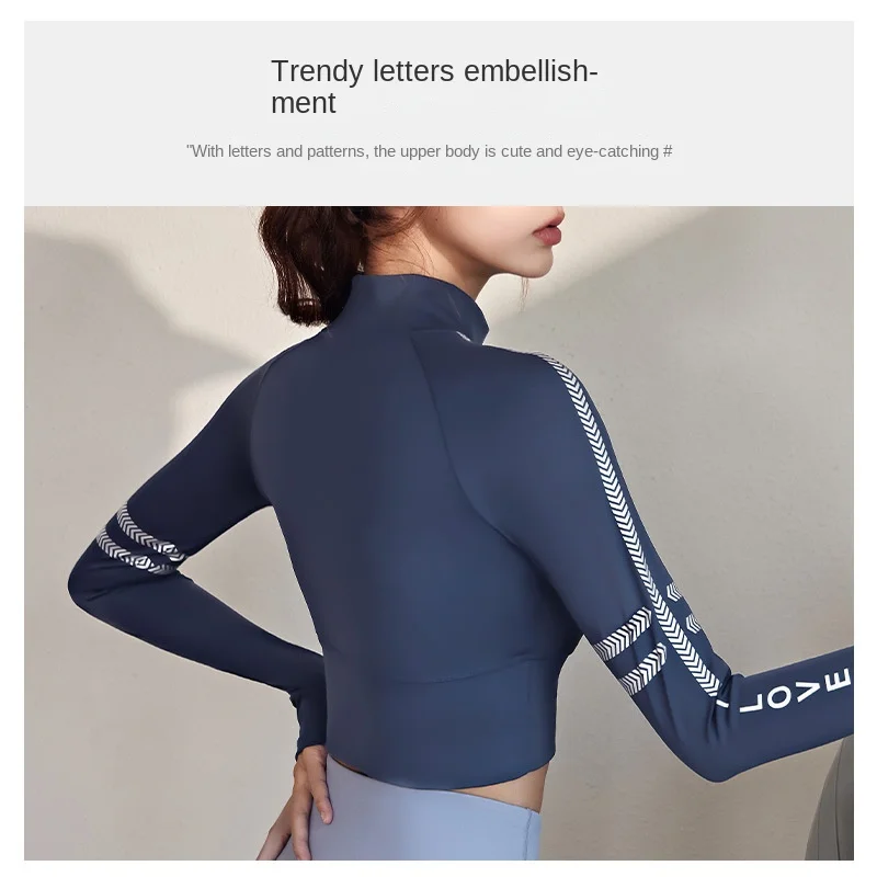 High Elastic Nude Feel Sports Top Letter Printing Yoga Fitness Gym Clothes Slim T-shirt Quick-Drying Running Workout Clothes