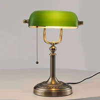New Double Pole Green Glass Bankers Desk Lamp with Zipper Switch Living room Bedroom Bedside Sofa Table lamp