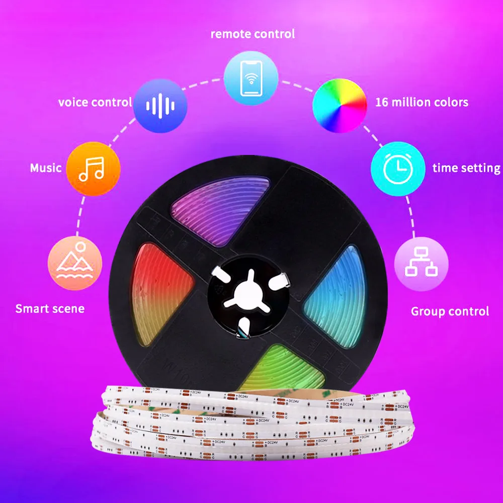 Tuya Zigbee Wifi RGB COB LED Strip Light Kit Work With Al*xa SmartThings Google Assistant Smartlife Colorful Decor Lighting Tape |