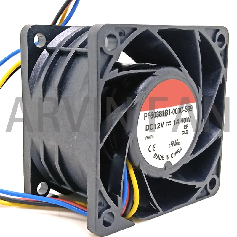 PF60381B1-000C-S99 6 см Мощный охлаждающий вентилятор 60 мм 6038 12 В, серверный вентилятор с двумя шариками, ШИМ-вентилятор большого объема