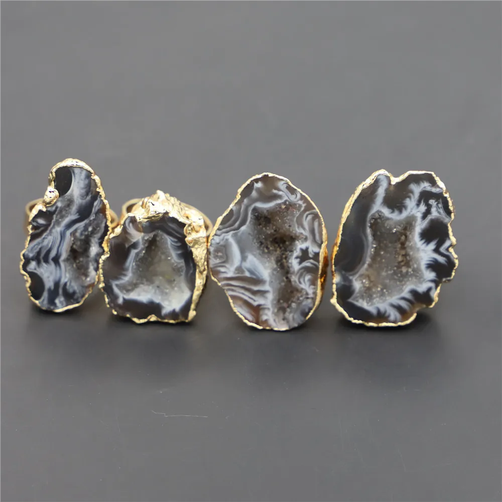 

Кольцо из агата, серебряное покрытие, набор из 6 штук