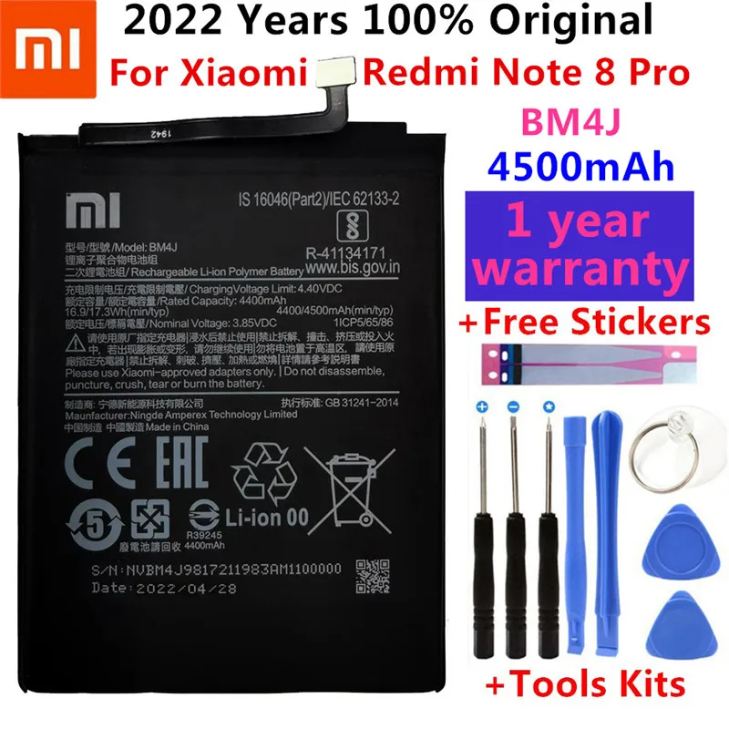 

2022 Years 100% Original 4500mAh BM4J Battery For Xiaomi Redmi Note 8 Pro Note8 Pro Genuine Replacement Phone Battery Free Tools