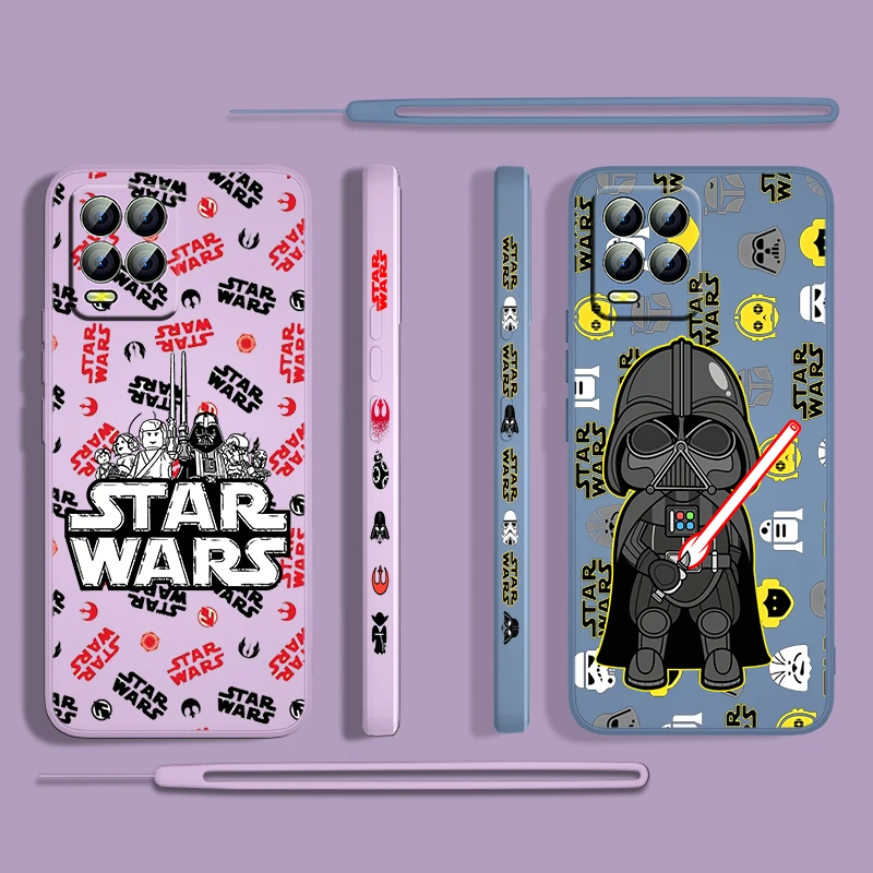 

Cartoon Star Wars Cool For OPPO Realme 50i 50A 9i 8 6 Pro Find X3 Lite NEO GT Master A9 2020 Liquid Left Rope Phone Case Cover