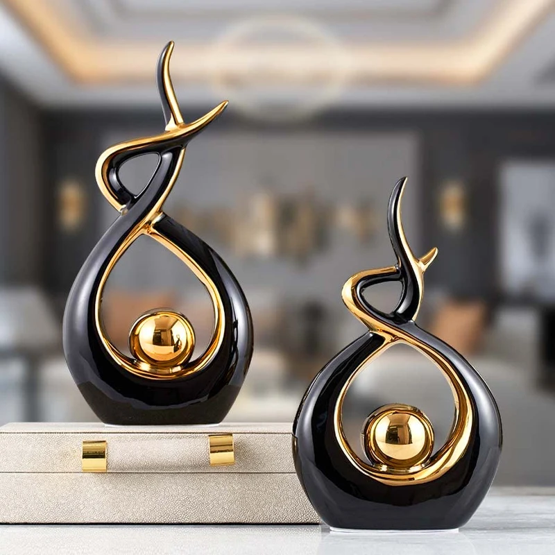 

Modern Luxurious Living Room Home Decoration Accessories Abstract Ceramic Figurines Office Decoration Desk Souvenir Crafts Gift