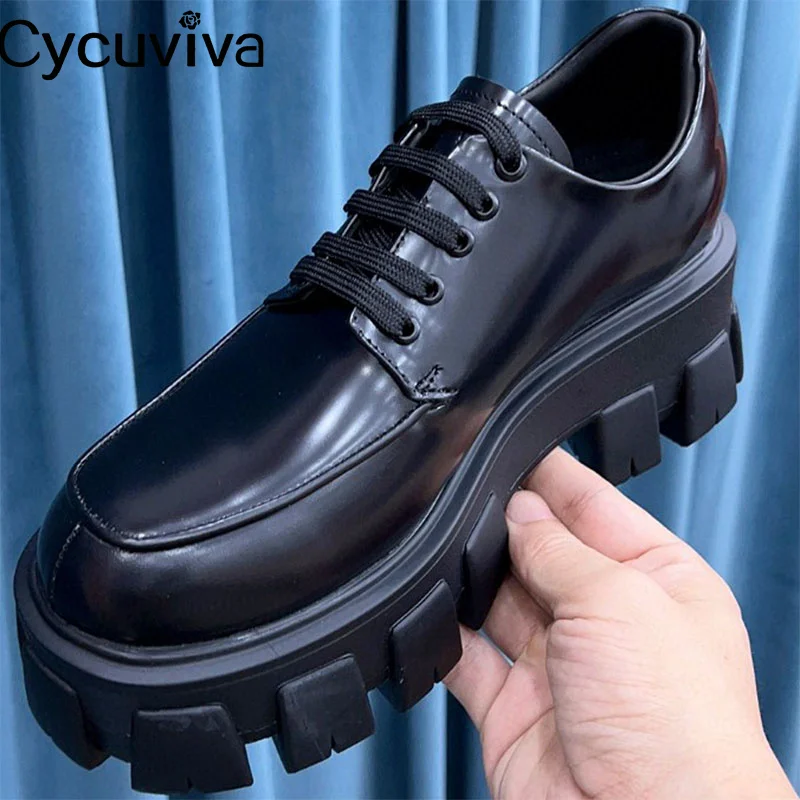 

Designer Brand Runners Shoes Men & Women Lover's Platform Lace Up Flat Sneakers Men Thick Sole Genuine Leather Casual Shoes Male