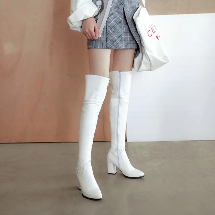 

Plus Size thigh high boots knee high boots over the knee boots women ladies boots Side zipper with pointed head and th