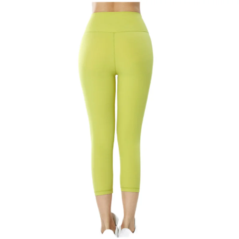 High Waist Seamless Leggings for Women Crop Yoga Pants 3/4 Elastic Solid Color Capris Gym Workout Leggings Girls Running Tights