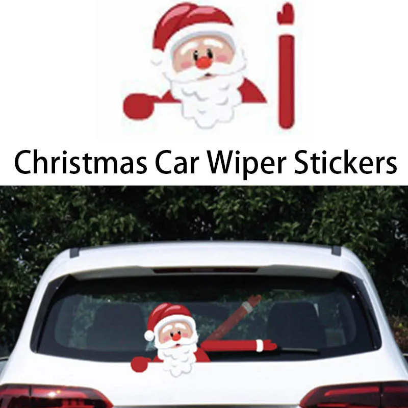 

Рождественские наклейки на автомобильные стеклоочистители, объемный машущий Санта-Клаус, наклейки на автомобиль, Стильные наклейки на окно, заднее искусство, новый год