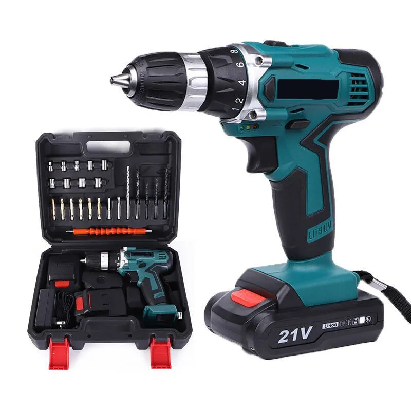 

16.8/21V electric screwdriver With 2 battery home cordless electric screwdriver hand drill lithium battery power tools