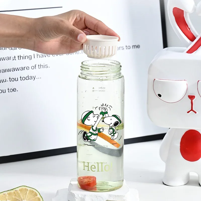 650ML Snoopy Children's Portable Large Capacity Water Cup Student Leak Proof Plastic Bottle Outdoor Sports