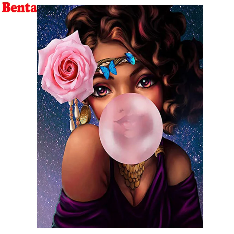 

5D алмазная живопись «сделай сам», полноразмерная вышивка крестиком Африканской девушки, алмазная вышивка, мозаичная картина стразы, декора...