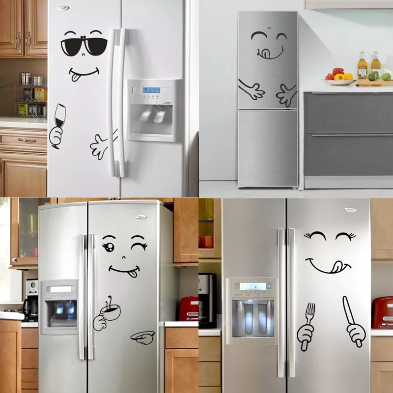 

Cartoons Fridge Sticker Happy Delicious Face Kitchen Fridge Wall Stickers Art Cute Smiley Wall Stickers