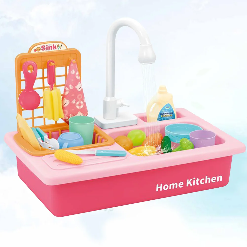 

Dish-Washing Toy Dishwasher Kitchen House Work Wash-up Plastic Dishes Sink Kids Suit