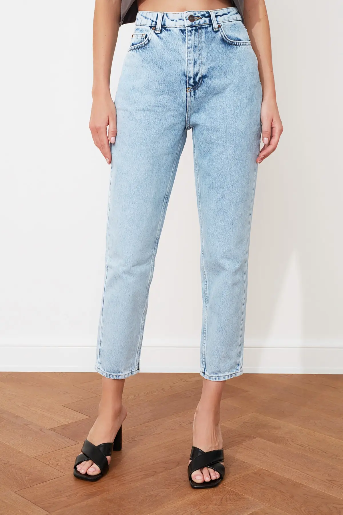 

Blue High Waist Jean Mom Women Jeans 2021