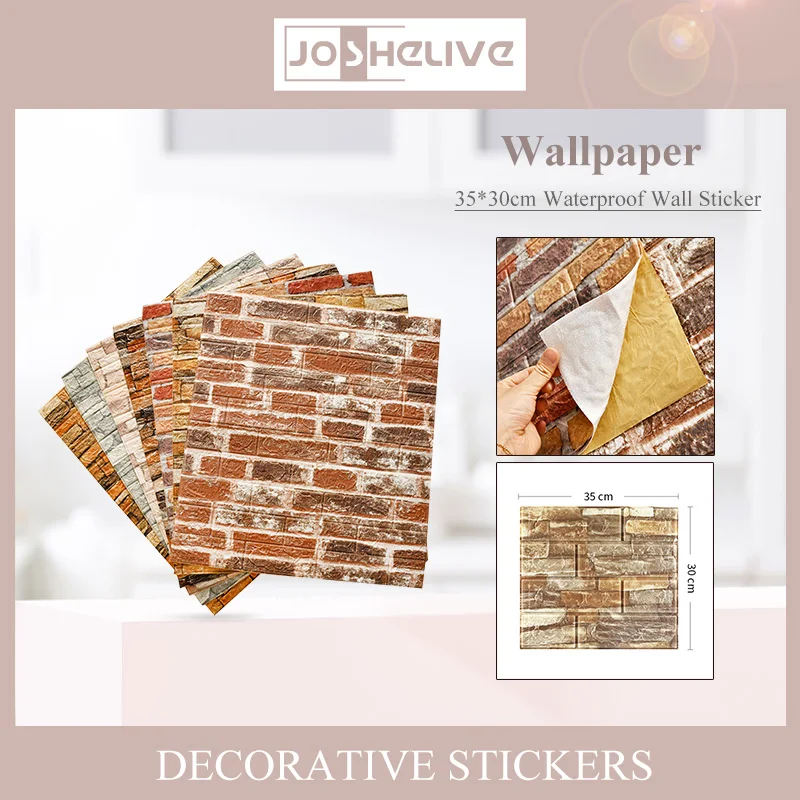 

3D Brick Wall Sticker DIY Wallpaper For Living Room Bedroom TV Wall Decal Waterproof Self-Adhesive Foam Plastic Wall Stickers