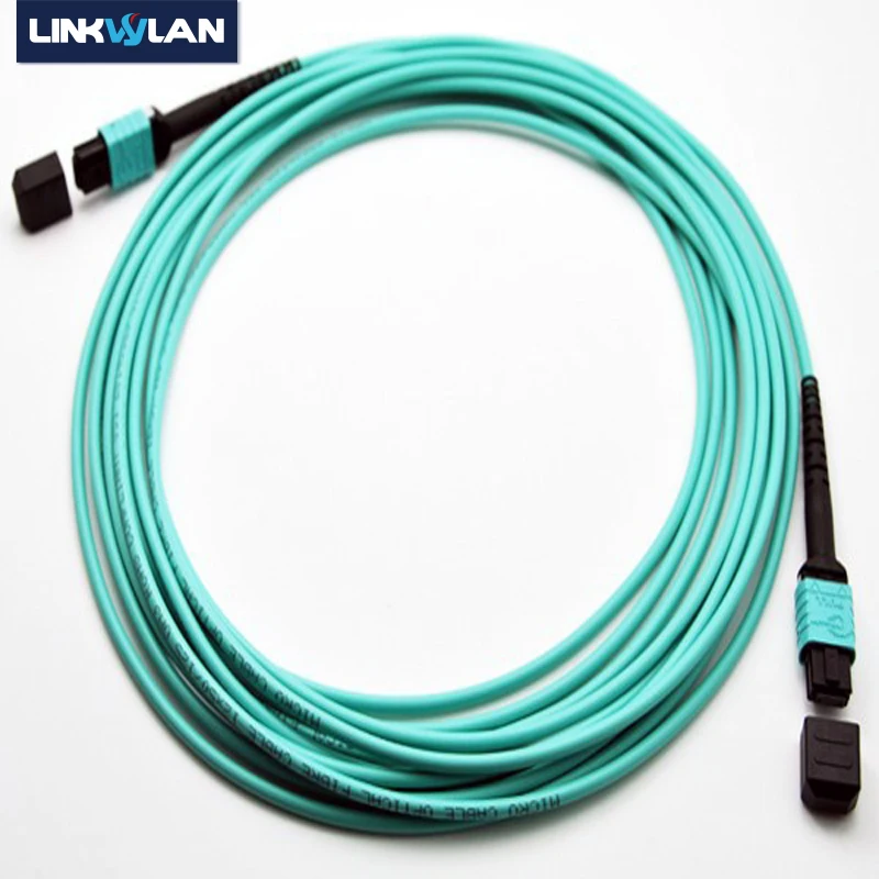 

12C MPO волоконный патч-корд, OM3 мультимодовый, Aqua Color / MPO Trunk кабель 12C Female to Female, от 1 м до 10 м