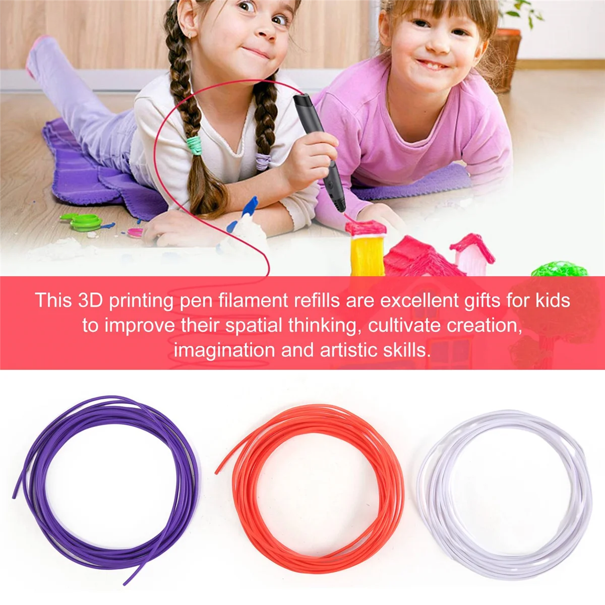 

3D Printing Pen PCL Filament Refills 1.75mm, Pack of 20 Random Color, Low Melting Temp of 70℃, Gifts for Kids (200 FT)