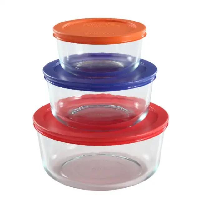 

Airtight, Durable 6-Piece Glass Food Storage Container Set Value Pack + Lids - Great for Home & Kitchen Use.