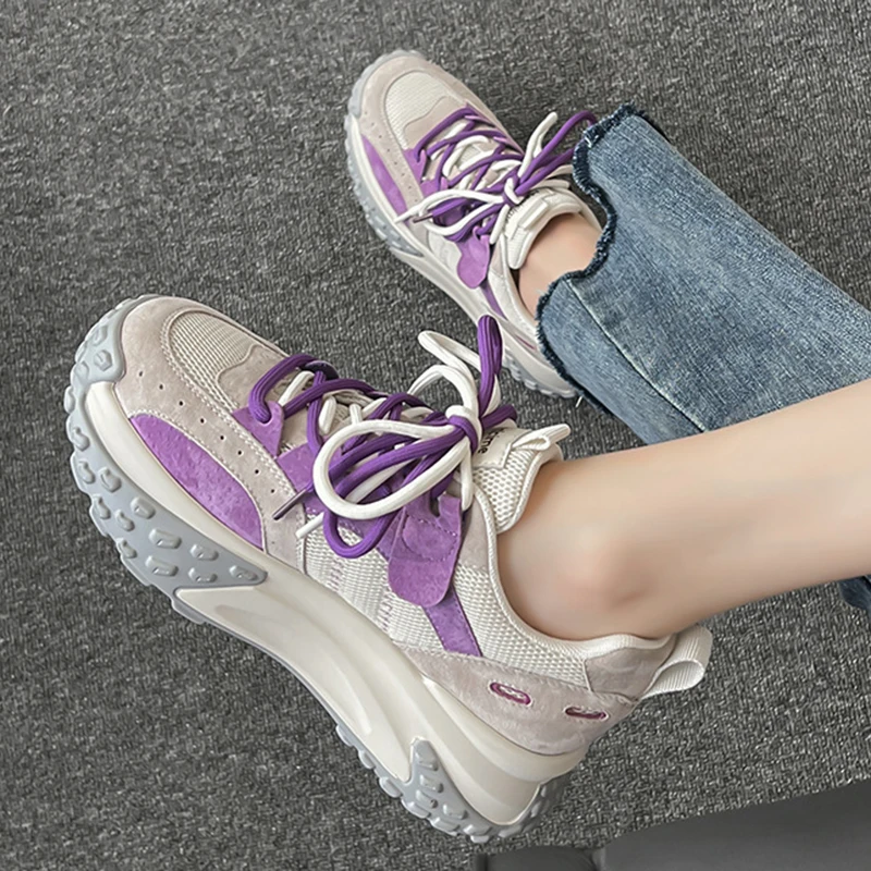 Женские кроссовки на платформе Повседневная Уличная обувь удобные шнуровке для