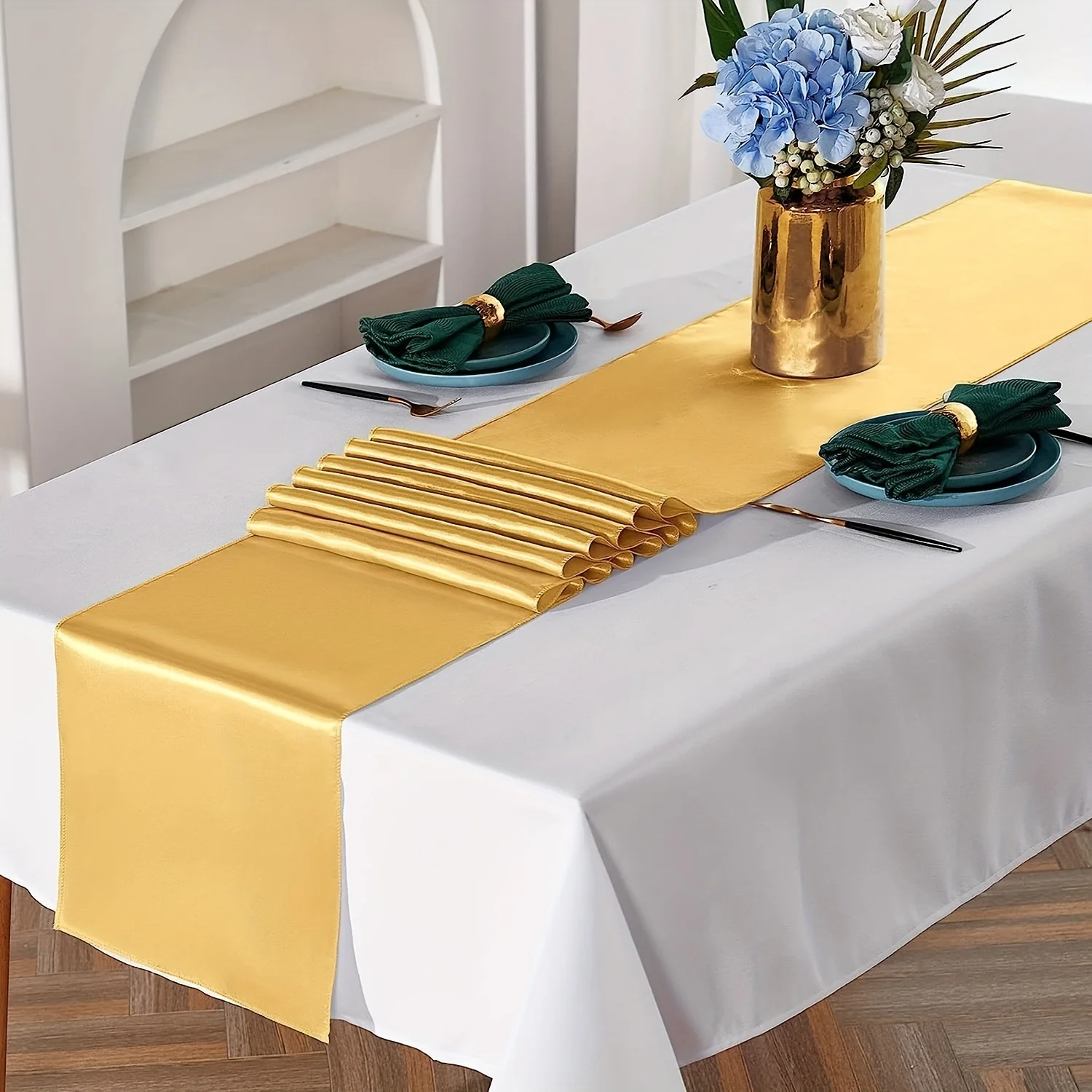 10 упаковок блестящих золотых атласных скатерть — роскошь из шелка и мягкого