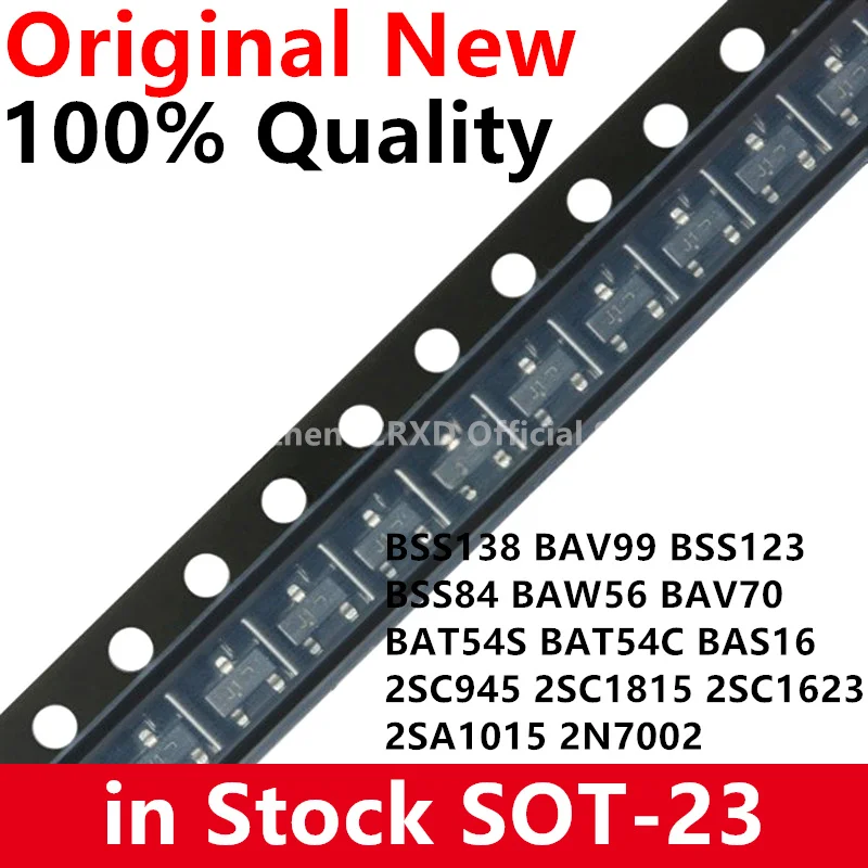 100 шт. BSS138LT1G BSS138 SOT-23 BSS123 BSS84 BAW56 BAV99 BAV70 BAT54S BAT54C BAS16 2SC945 2SC1815 2SC1623 2SA1015 2N7002