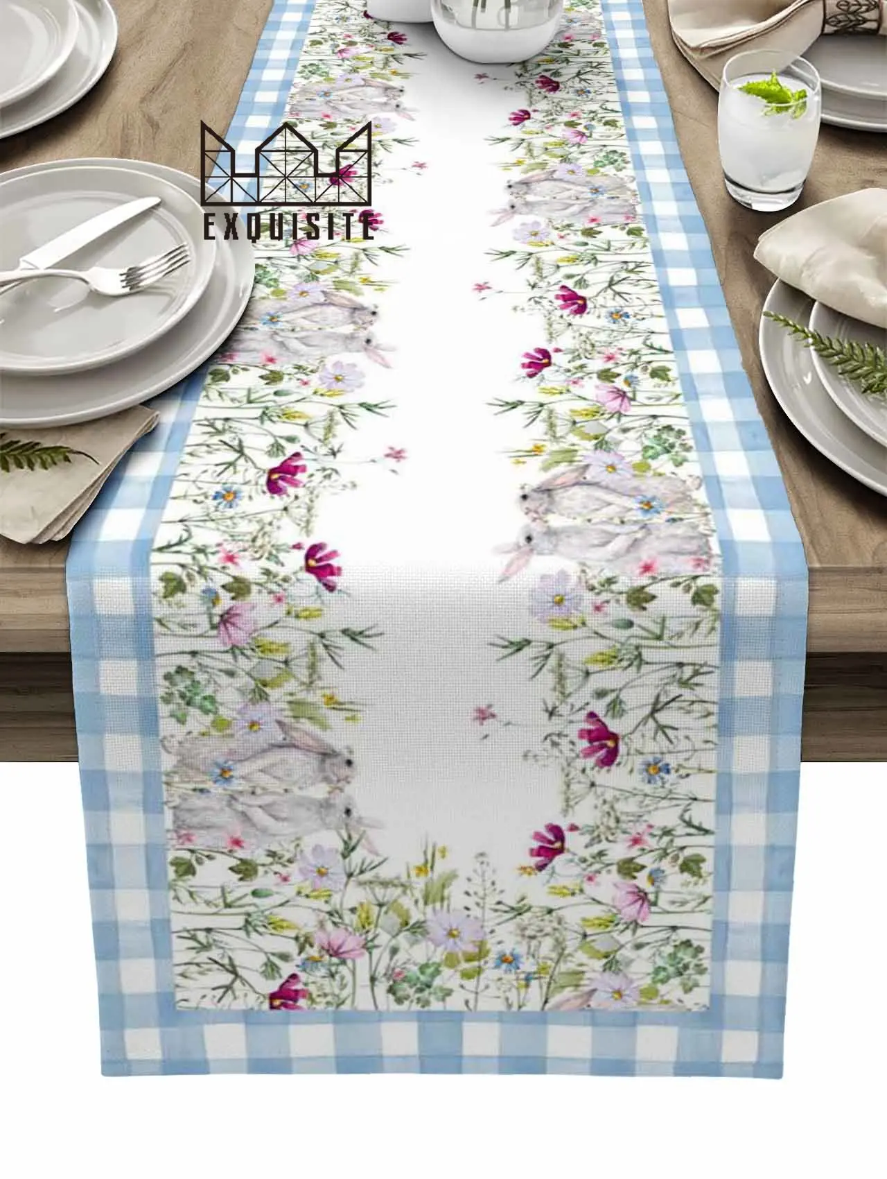 

Красочный акварельный цветок кролик клетчатый кофейный столик декор обеденный стол Декор свадебное украшение стола украшение обеденного ...