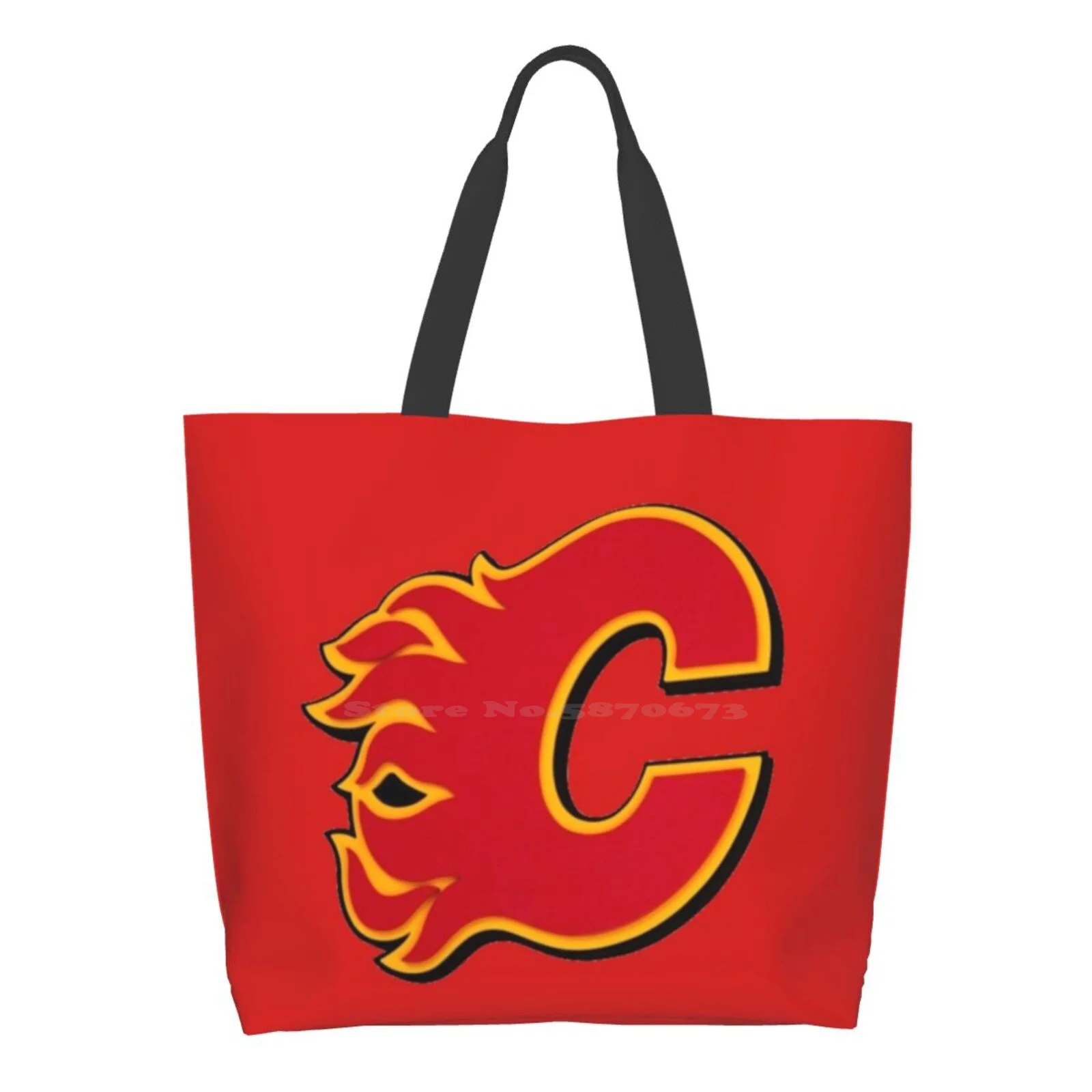 

Printed Casual Tote Large Capacity Handbags Hockey Sports Flames