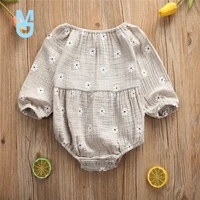 new baby spring autumn clothing infant born baby girls bodysuit cotton linen clothes outfit flower print baby jumpsuit playsuit
