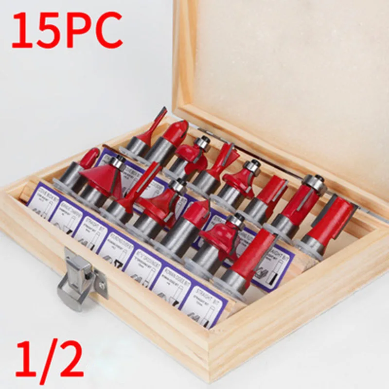 

12/15 Pack 12.7mm Milling Cutter Set Trimming Chipping Straight Milling Cutter Wood Tungsten Carbide Cutting Woodworking