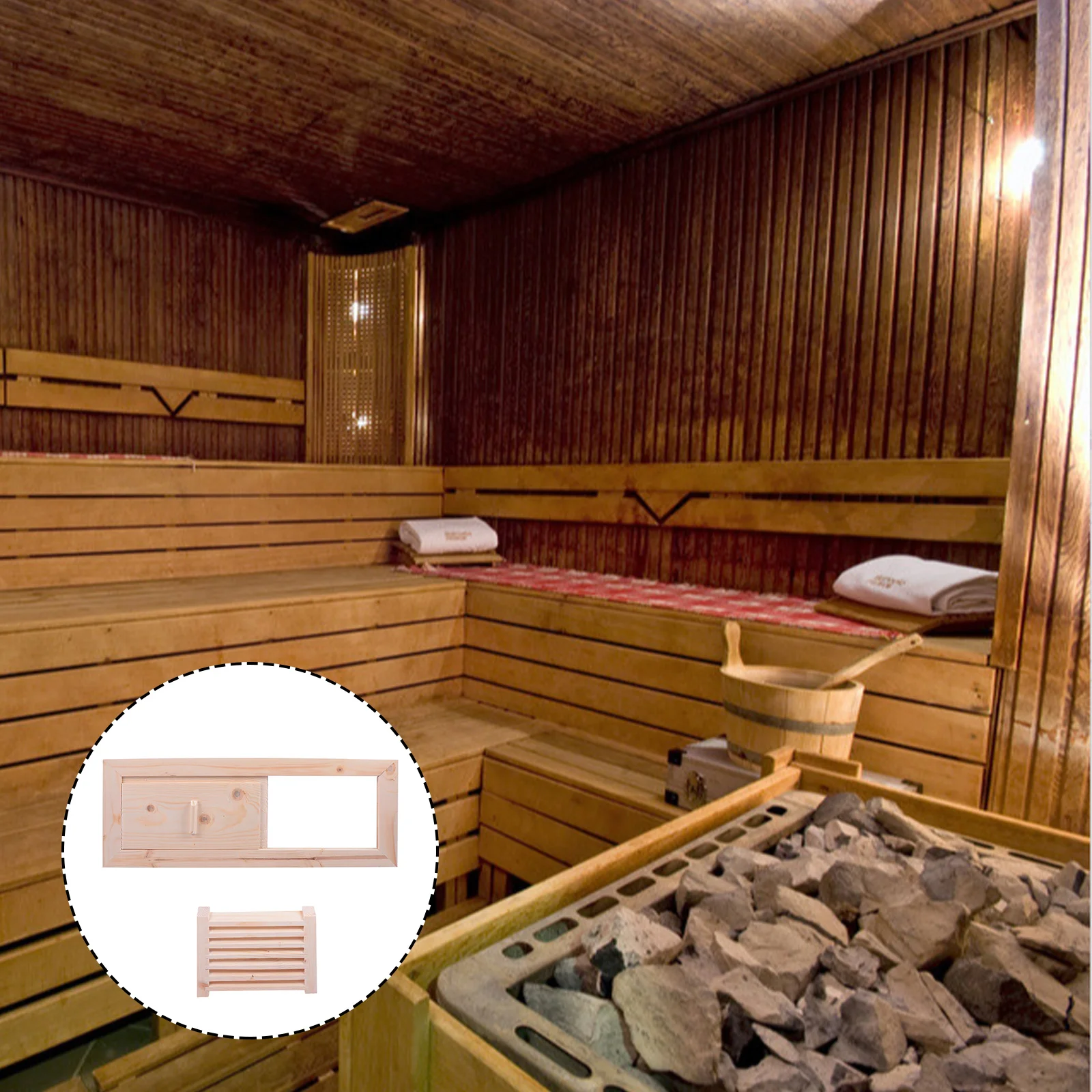 

Sauna Room Equipment Steam Vent Blinds Grille Ventilation Panel Wooden Air Cedar