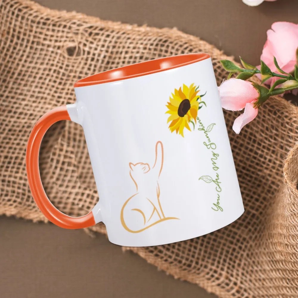 Кофейные кружки с милым котом и подсолнухом принтом You Are My Sunshine керамическая